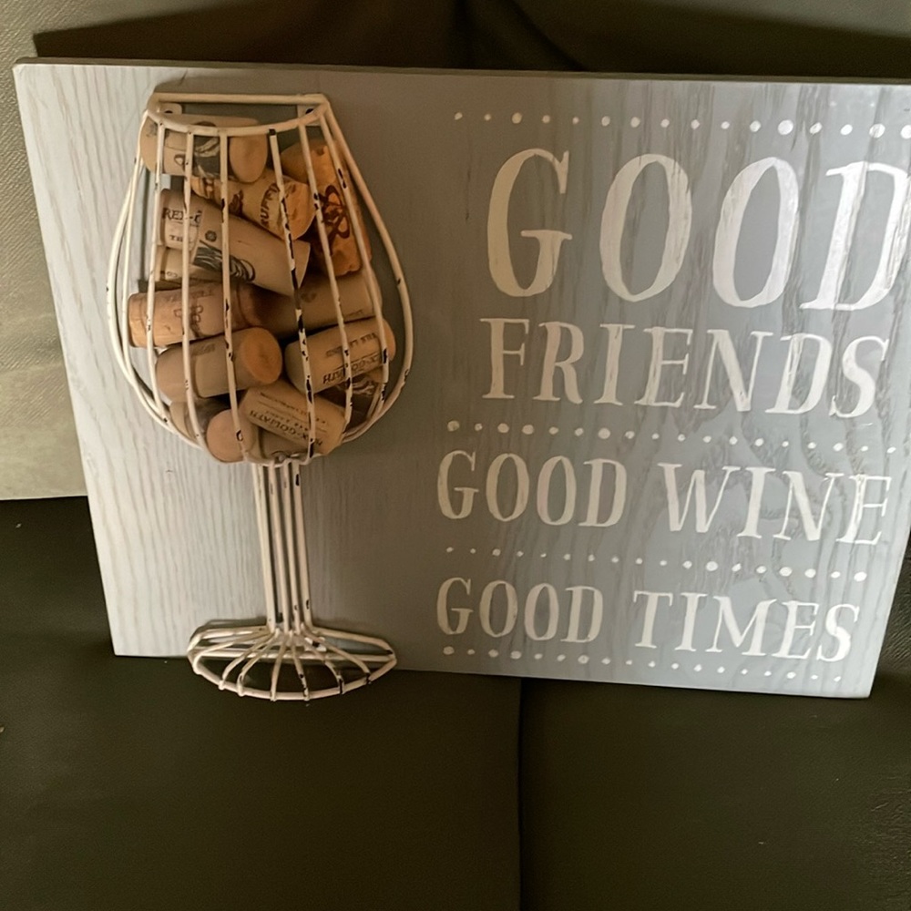 New view gifts, wood sign with wine cork holder,